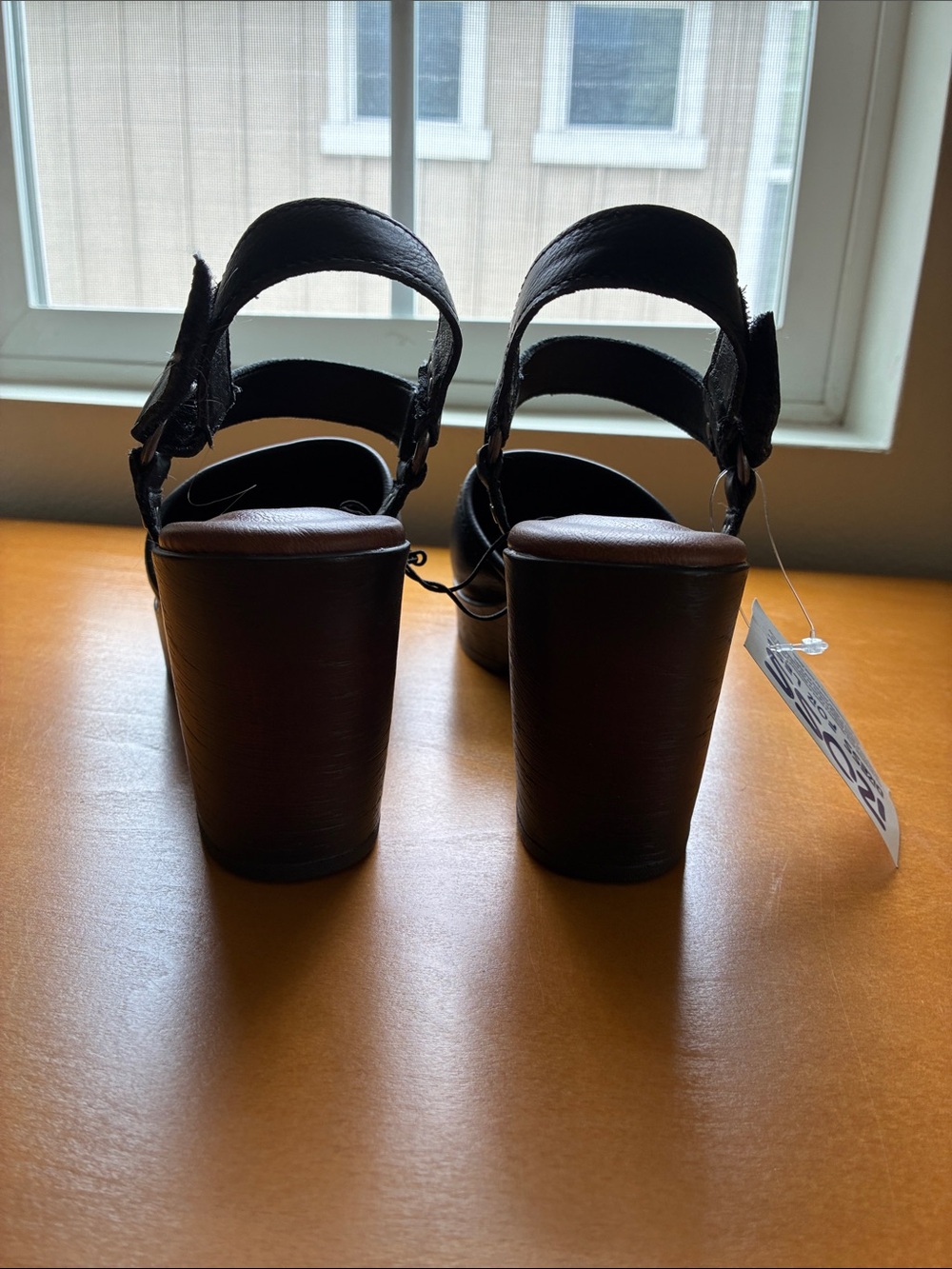 Black Leather Platform Mary Jane Sandals - Picture 3 of 4